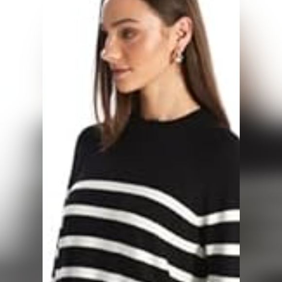 Free People Sweaters - Free People Black and White Striped Crew Neck Sweater